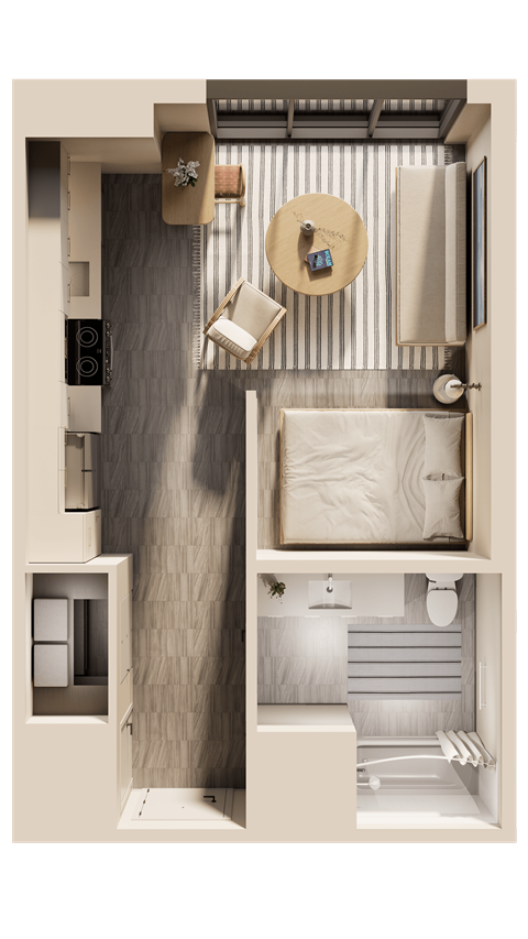 Floor plan for studio, 1 bath, 450 sqft